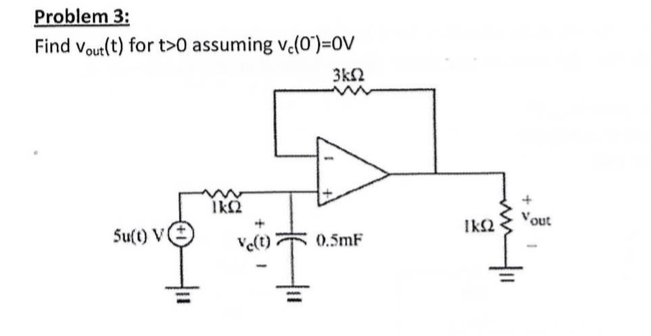 Solved Problem 3: Find out(t) for t>0 assuming ve(0)-0V Yout | Chegg.com