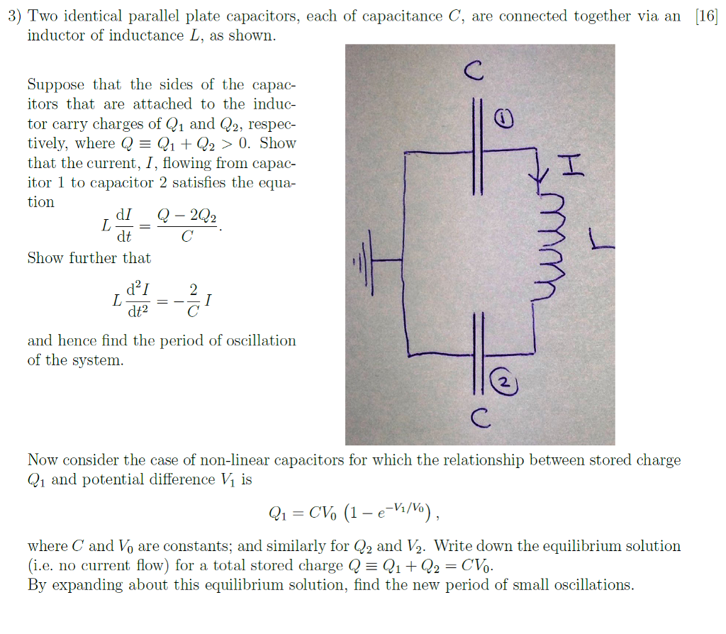 Solved 16 3) Two Identical Parallel Plate Capacitors, Each | Chegg.com