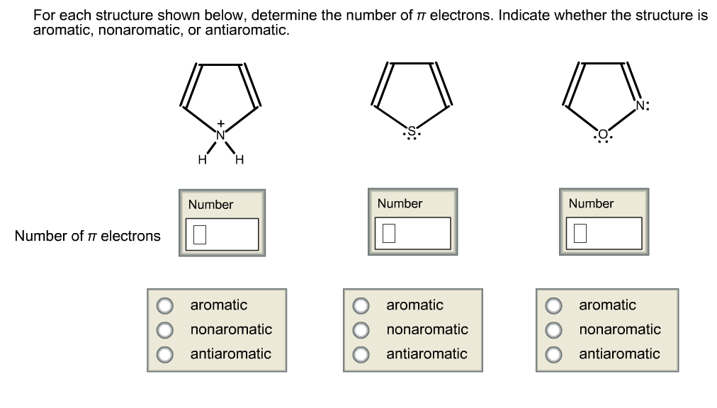 structure determine shown below each electrons number pi indicate whether aromatic transcribed text show