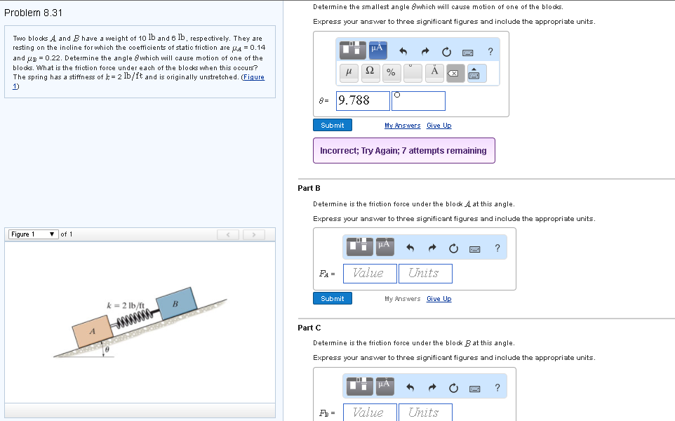 Solved Two Blocks A And B Have A Weight Of 10 Lb And 6 Lb, | Chegg.com