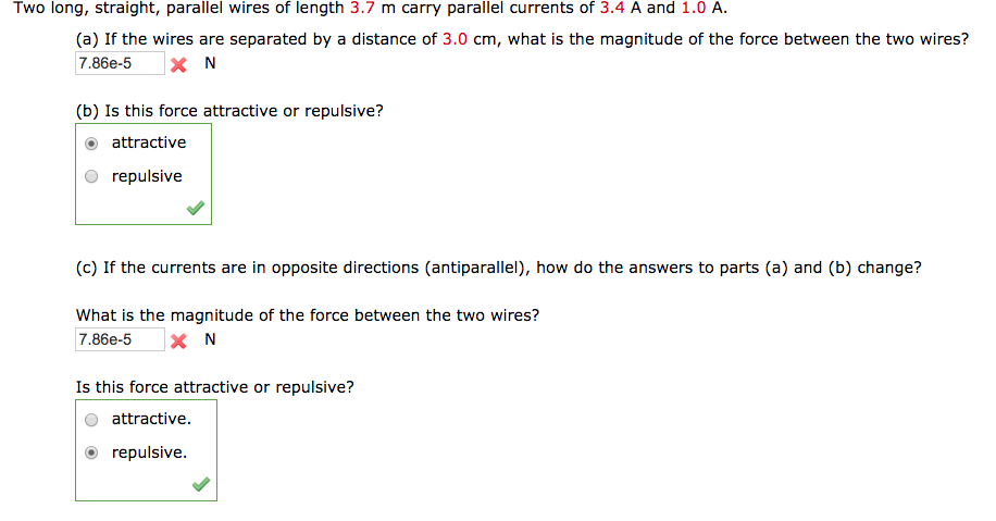 solved-two-long-straight-parallel-wires-of-length-3-7-m-chegg