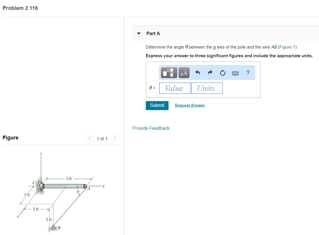 Solved Problem 2.116 Part A Determine the angle θ between | Chegg.com