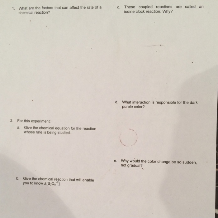 Solved What are the factors that can affect the rate of a | Chegg.com