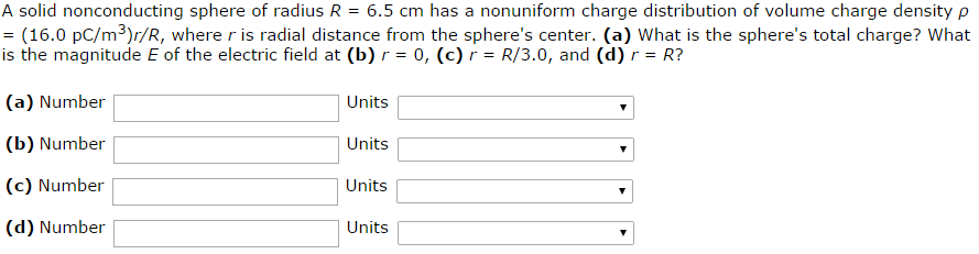Solved A solid nonconducting sphere of radius R = 6.5 cm has | Chegg.com