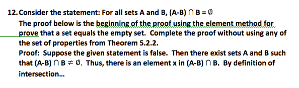 Solved Consider The Statement: For All Sets A And B, (A-B) | Chegg.com