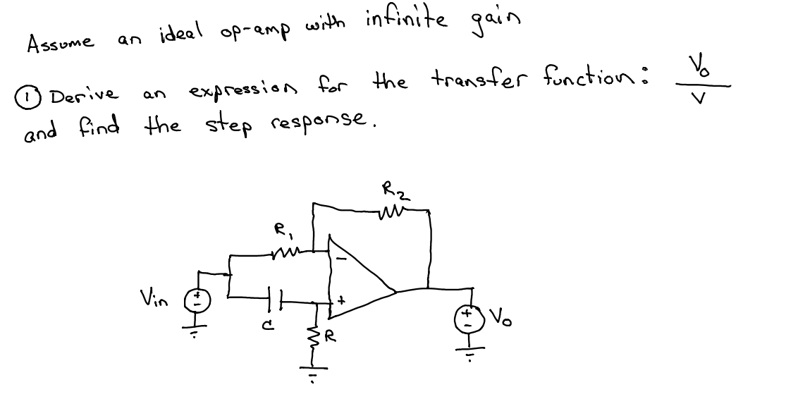 Solved Assume an ideal op-amp with infinite gain Derive an | Chegg.com