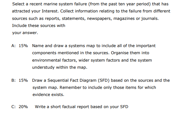 Solved Select a recent marine system failure (from the past | Chegg.com