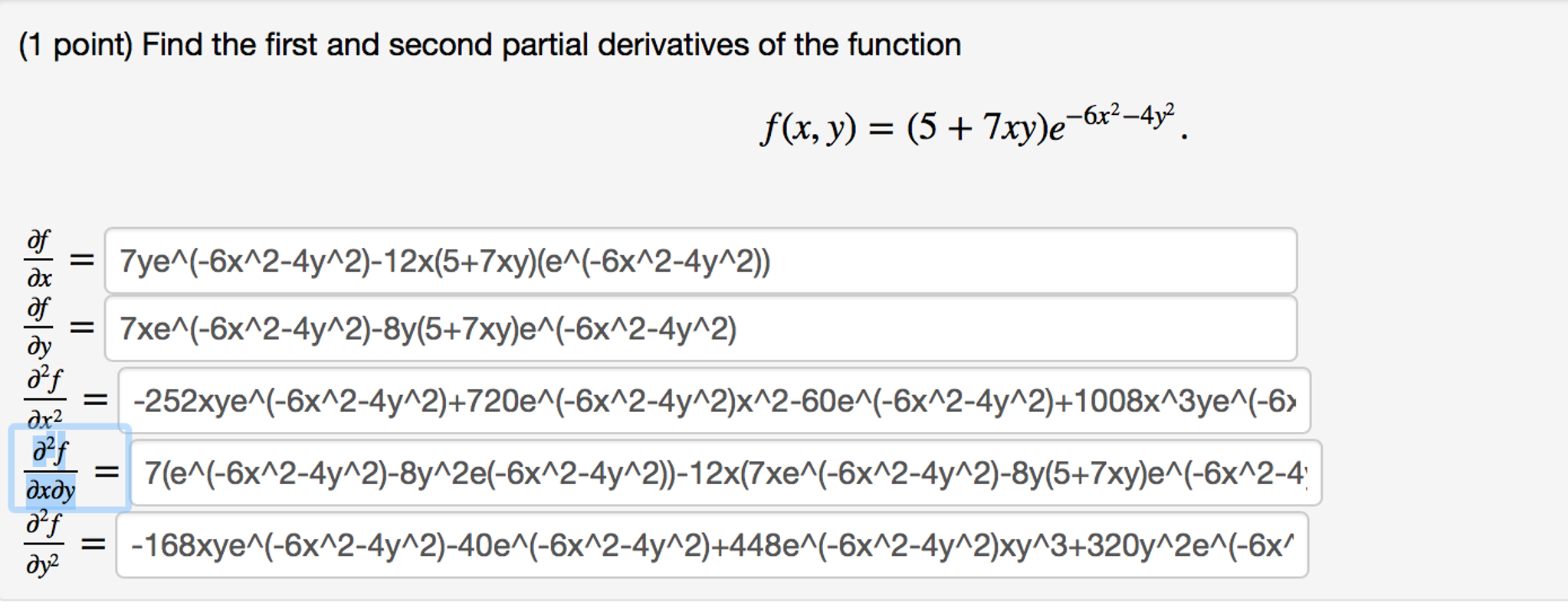 Solved Find The First And Second Partial Derivatives Of The