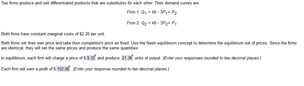 Solved Two Firms Produce And Sell Differentiated Products Chegg