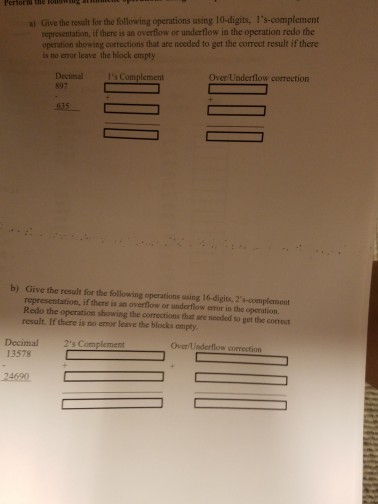 Solved Perform the following Arithmetie operation arithmetic | Chegg.com