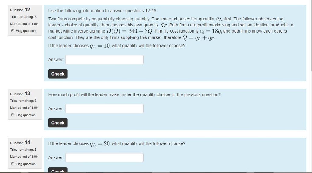 Solved Use the following information to answer questions | Chegg.com