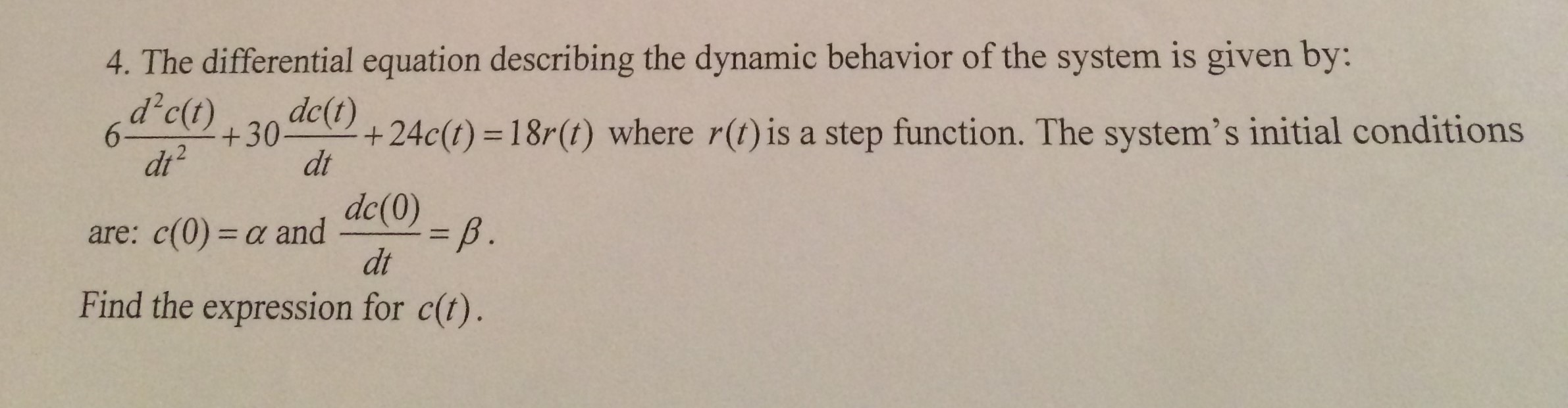 Solved The Differential Equation Describing The Dynamic 7328