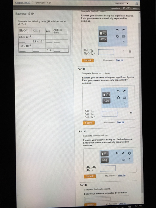 Solved Complete the following table (All solutions are at 25 | Chegg.com