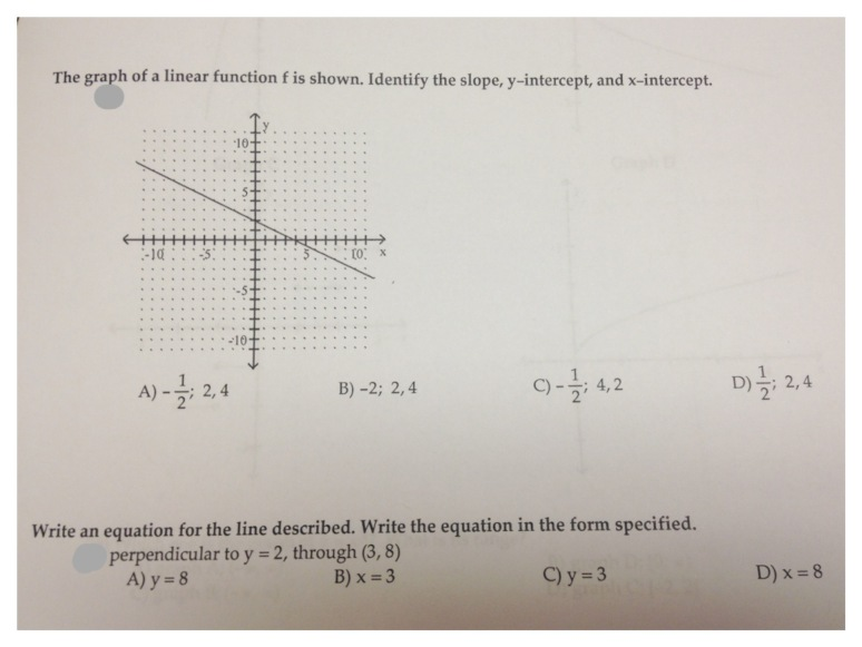 Solved The graph of a linear function f is shown. Identify | Chegg.com