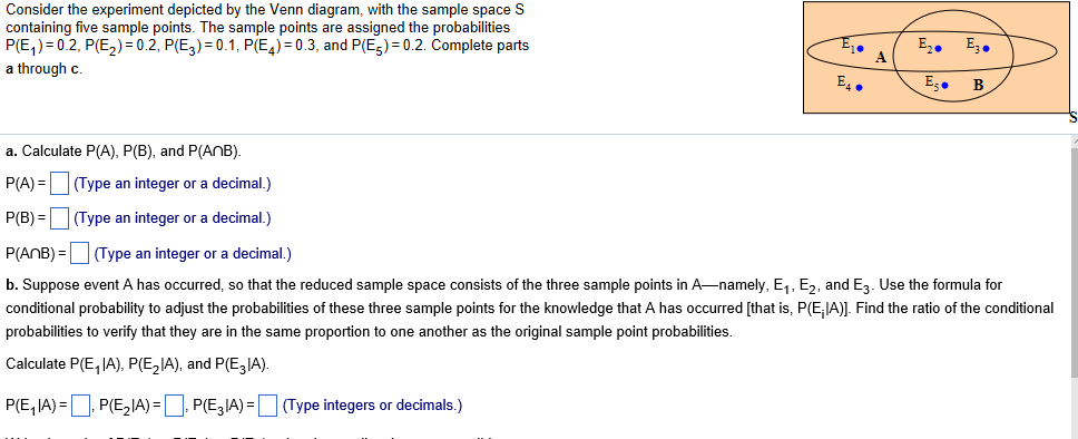 Solved Consider the experiment depicted by the Venn diagram, | Chegg.com