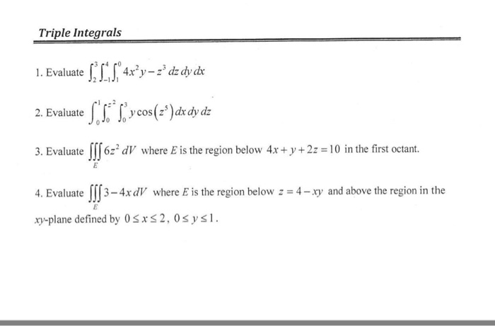 Solved Triple Integrals 1. Evaluate integral^3_2 | Chegg.com