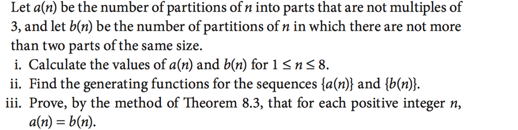 Let a(n) be the number of partitions of n into parts | Chegg.com