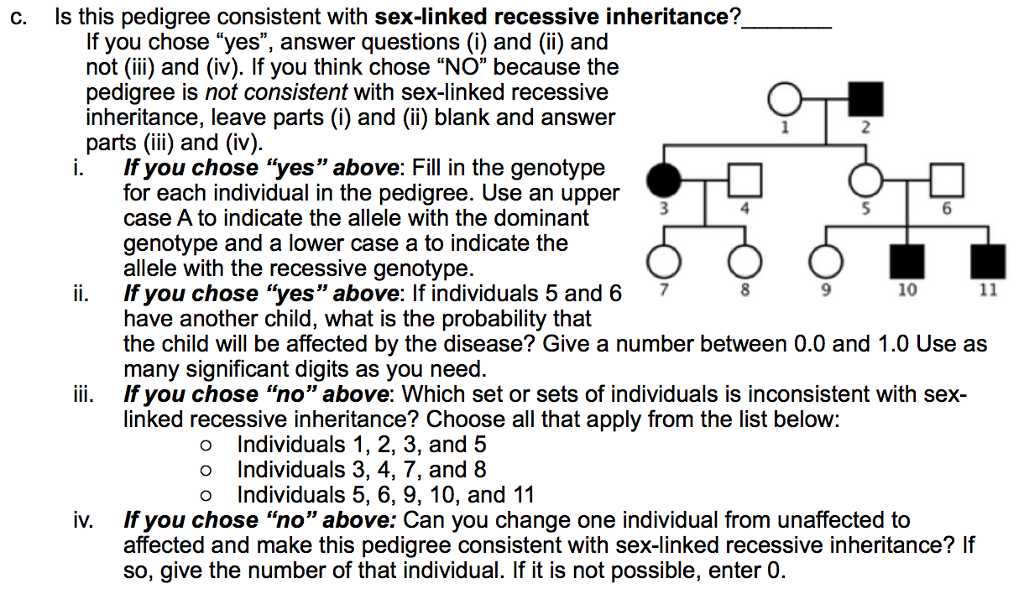 Solved C Is This Pedigree Consistent With Sex Linked