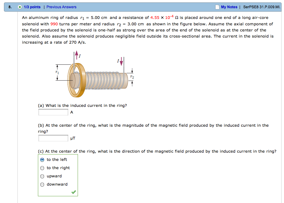 An Aluminum Ring Of Radius R1 = 5.00 Cm And A | Chegg.com