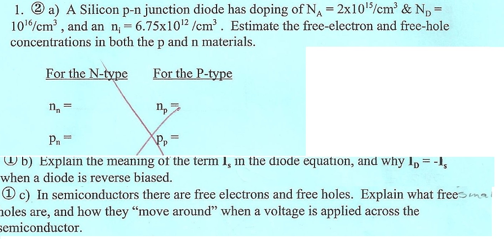 Solved A Silicon p-n junction diode has doping of N_A = | Chegg.com