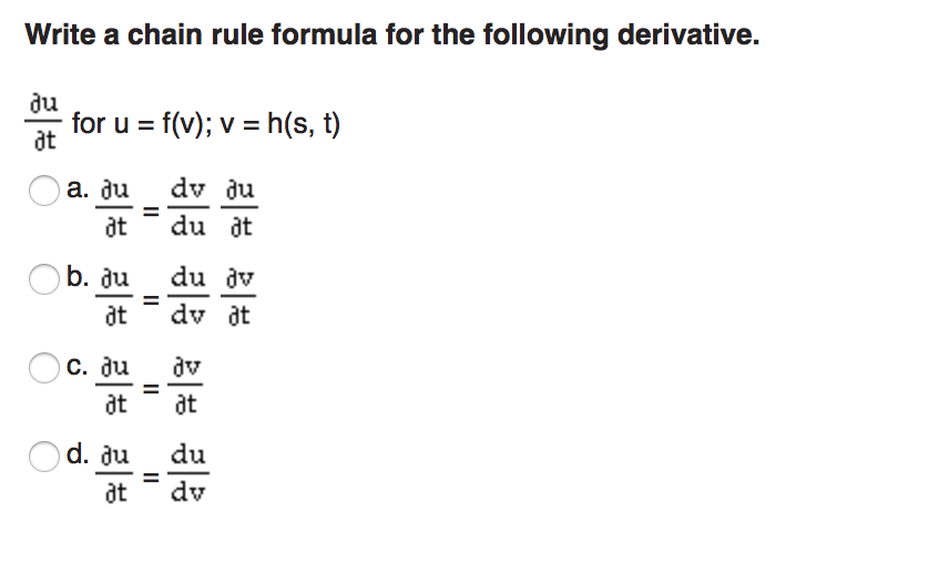 Solved Write A Chain Rule Formula For The Following 6605