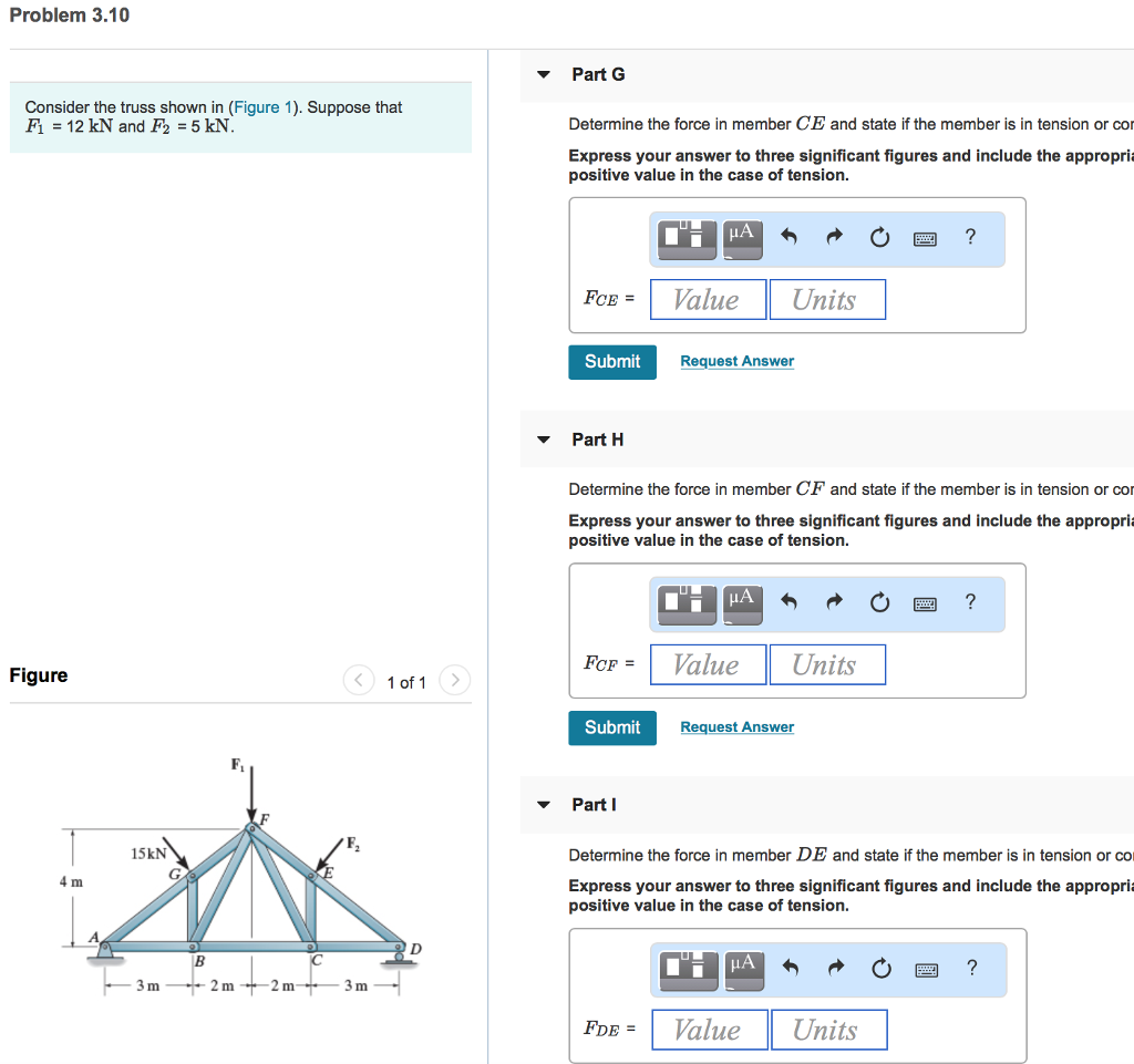 Solved Problem 3.10 Determine the force in member AB and | Chegg.com