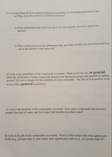 5) You have been given an unknown that gives a | Chegg.com