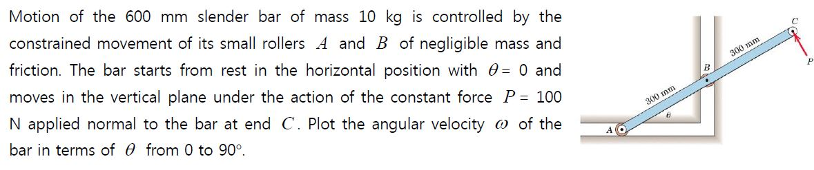 Solved Motion of the 600 mm slender bar of mass 10 kg is | Chegg.com
