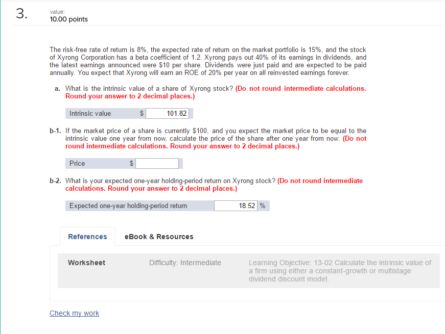 Solved The risk free rate of return is 8, the expected rate