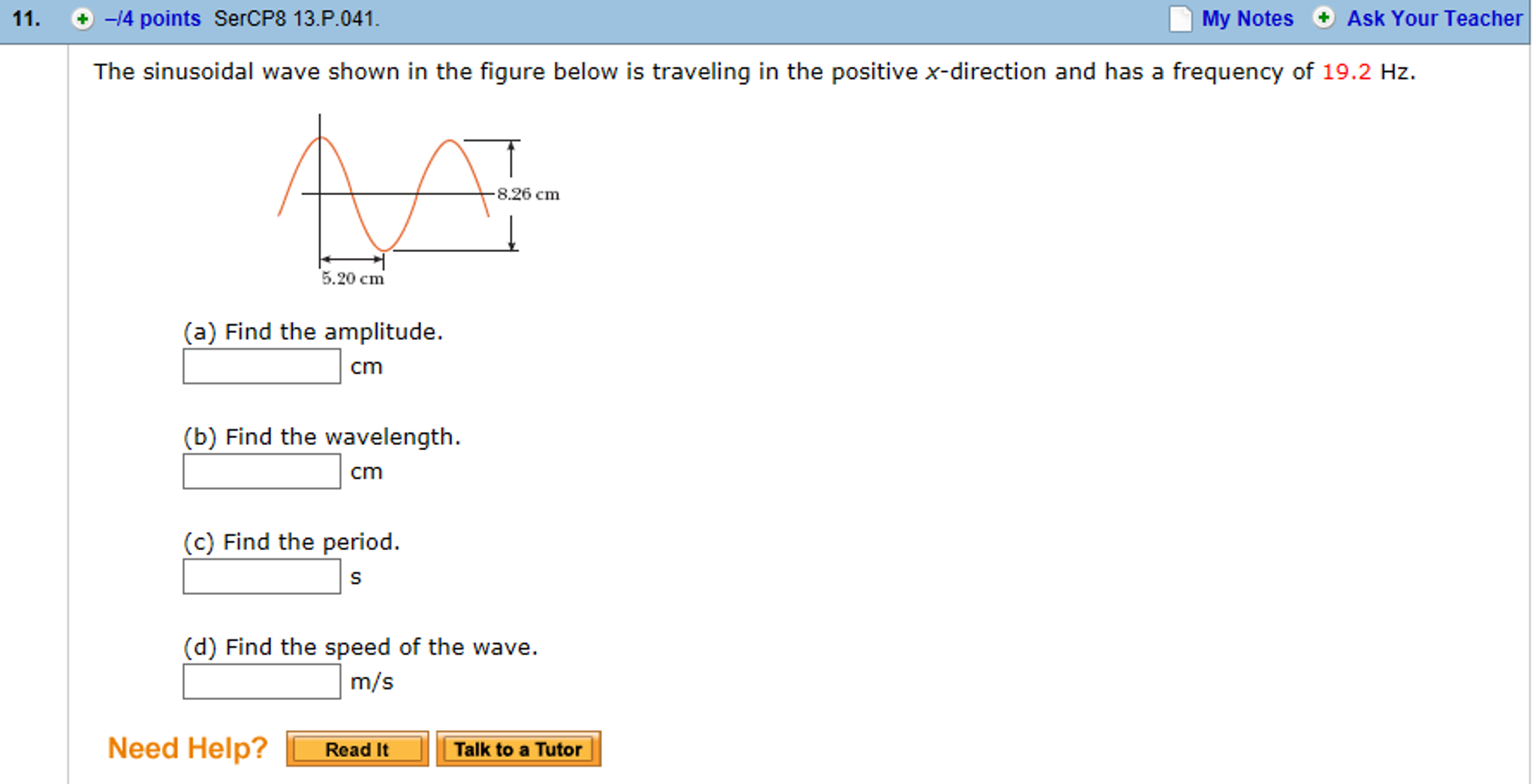 Solved The sinusoidal wave shown in the figure below is | Chegg.com