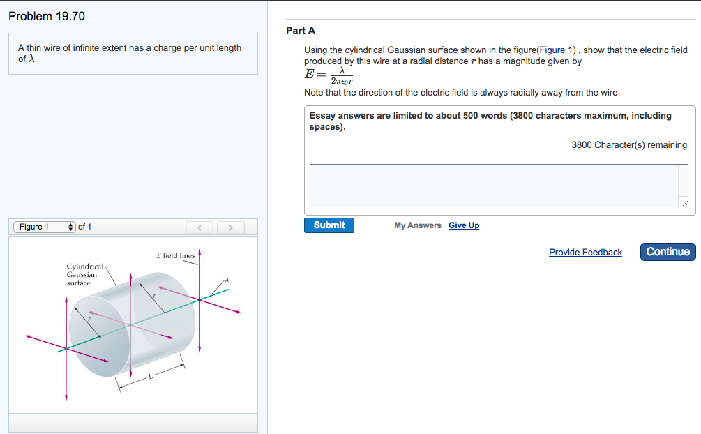 Solved A thin wire of infinite extent has a charge per unit | Chegg.com