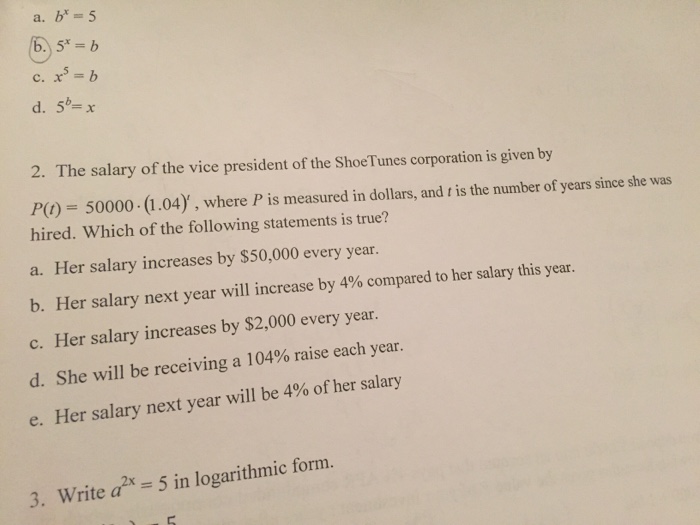 Solved The Salary Of The Vice President Of The ShoeTunes Chegg