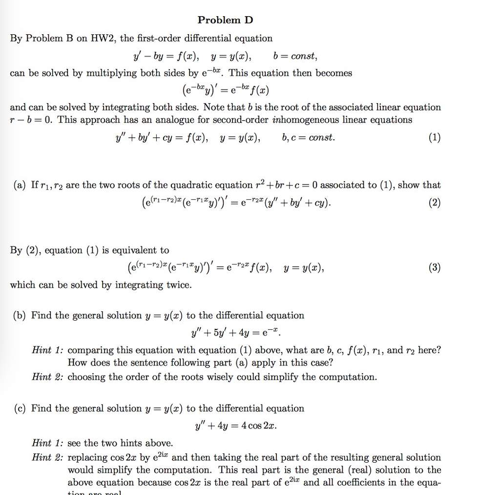 Solved By Problem B on HW2, the first-order differential | Chegg.com