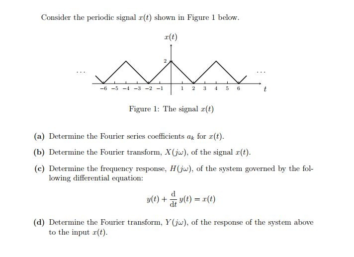 Solved Consider The Periodic Signal X T Shown In Figure 1