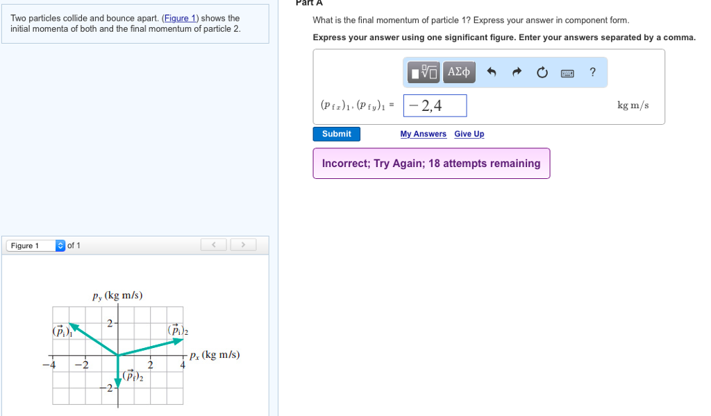 Solved Two particles collide and bounce apart. (Figure 1)