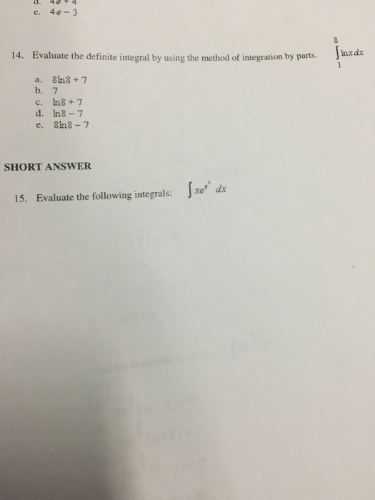 Solved Evaluate the definite integral by using the method of | Chegg.com