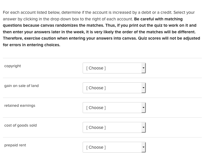 Solved For each account listed below, determine if the | Chegg.com