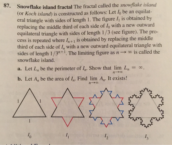 Solved The fractal called the snowflake island (or Koch | Chegg.com