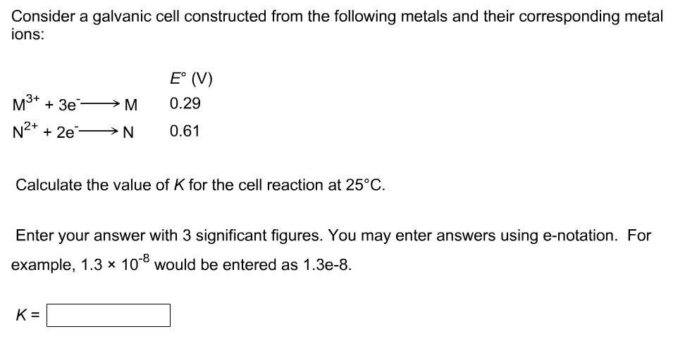 Solved Consider a galvanic cell constructed from the | Chegg.com