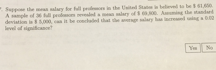 Solved Suppose The Mean Salary For Full Professors In The Chegg