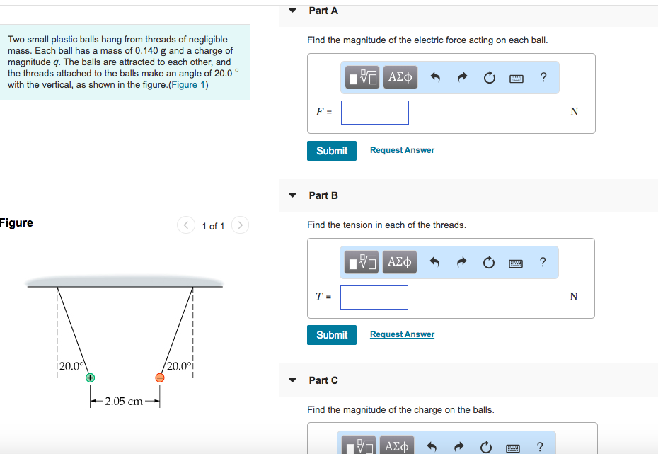 Solved Part A Two small plastic balls hang from threads of