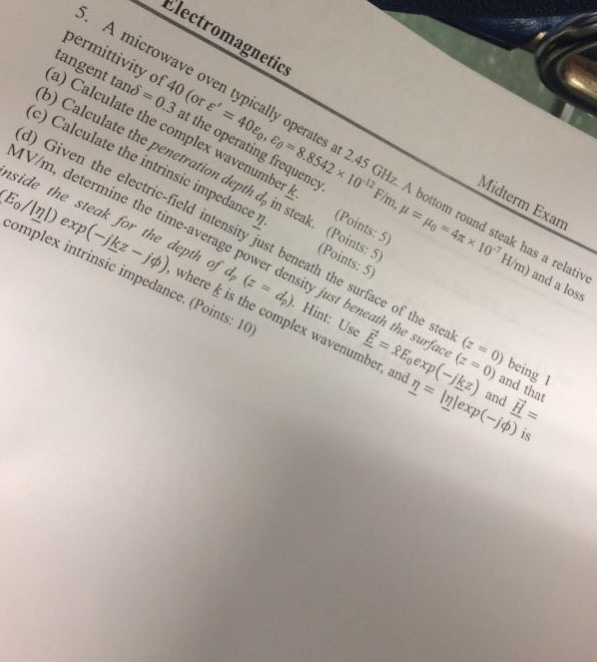 Solved A microwave oven typically operates at 2.45 GHz. A
