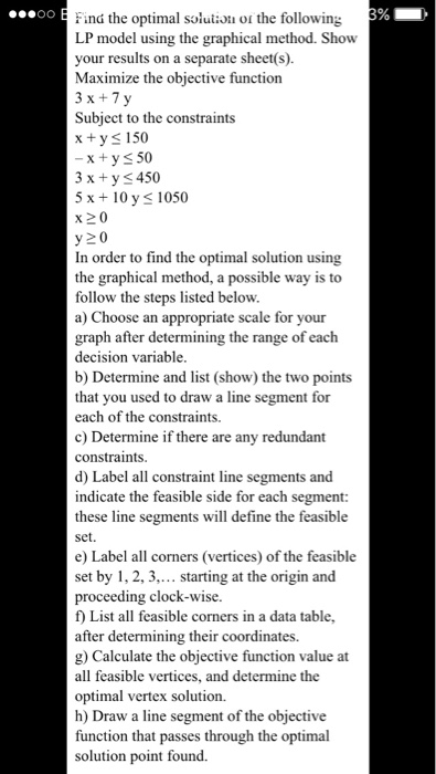 Solved Find The Optimal Solution Of The Following LP Model | Chegg.com