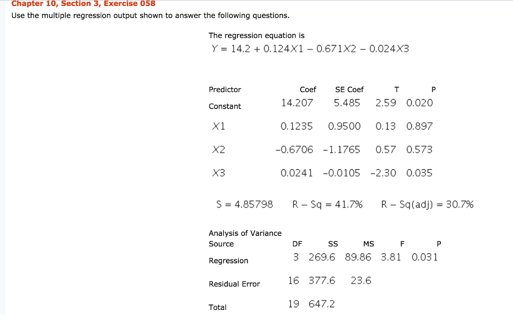Solved Chapter 10, Section 3, Exercise 058 Use the multiple | Chegg.com