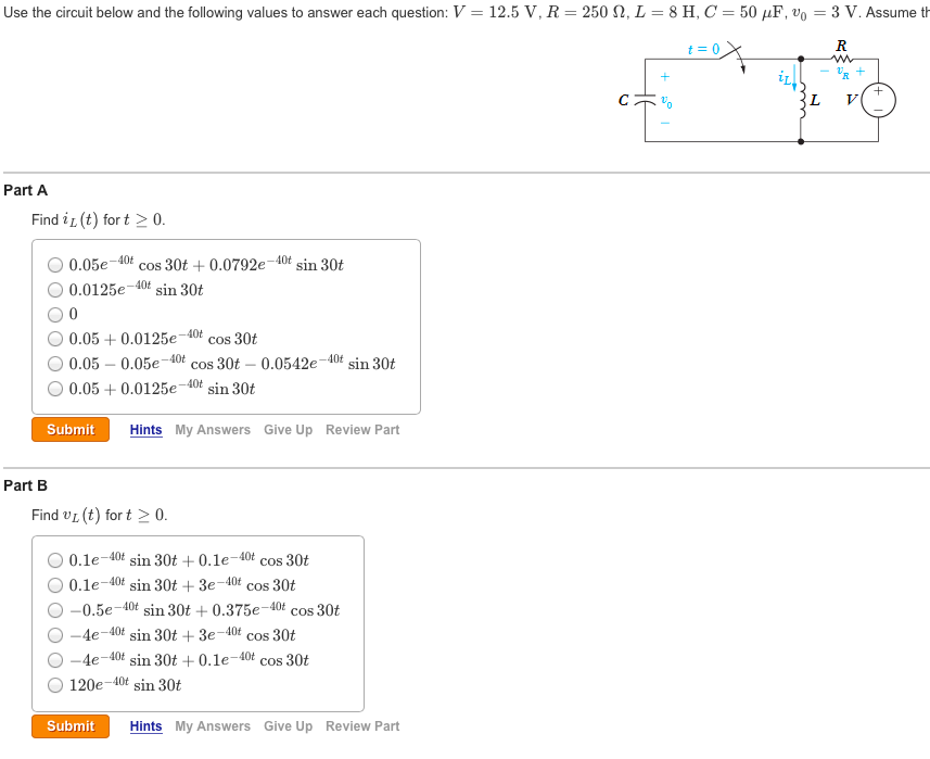 Solved Use the circuit below and the following values to | Chegg.com