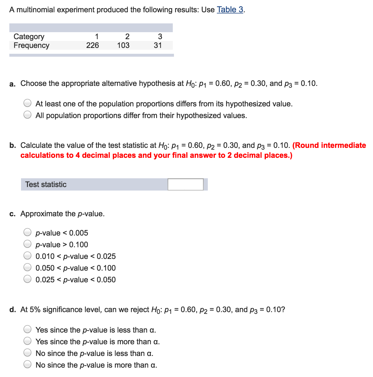 Solved A Multinomial Experiment Produced The Following