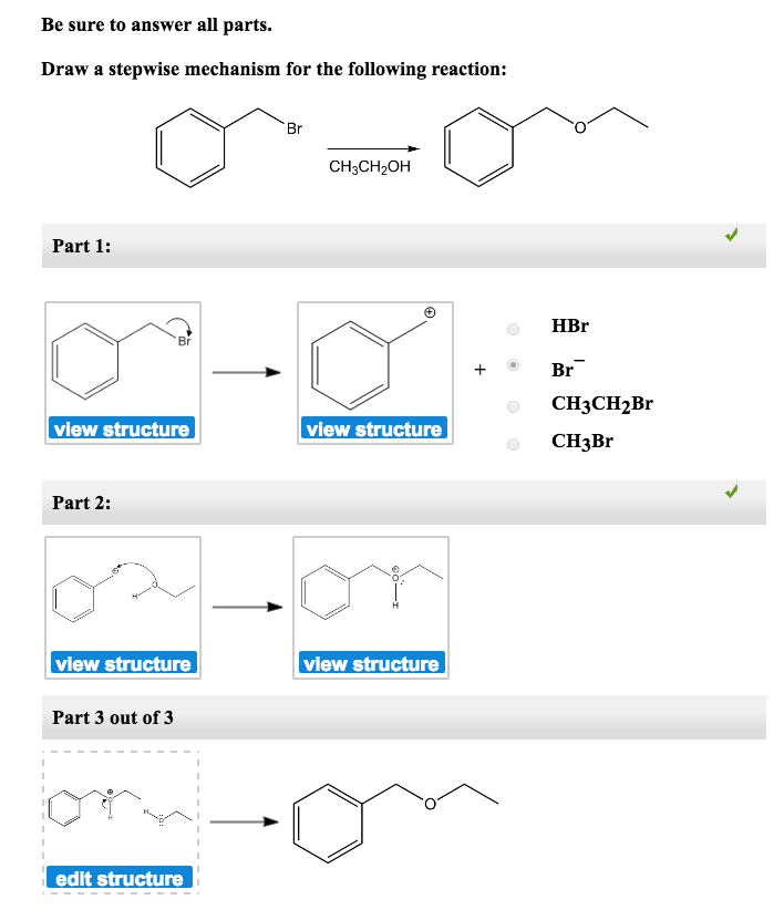 draw a stepwise mechanism for the following reaction hbr