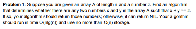 Solved Problem 1: Suppose you are given an array A of length | Chegg.com