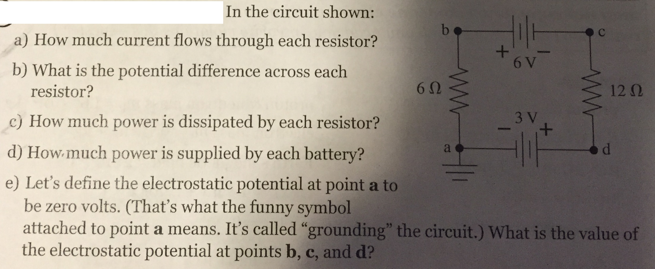Solved In the circuit shown: a) How much current flows | Chegg.com