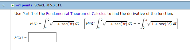Solved Use Part 1 Of The Fundamental Theorem Of Calculus To Chegg Solved Use Part 1 Of The Fundamental Theorem Of Calculus To Chegg
